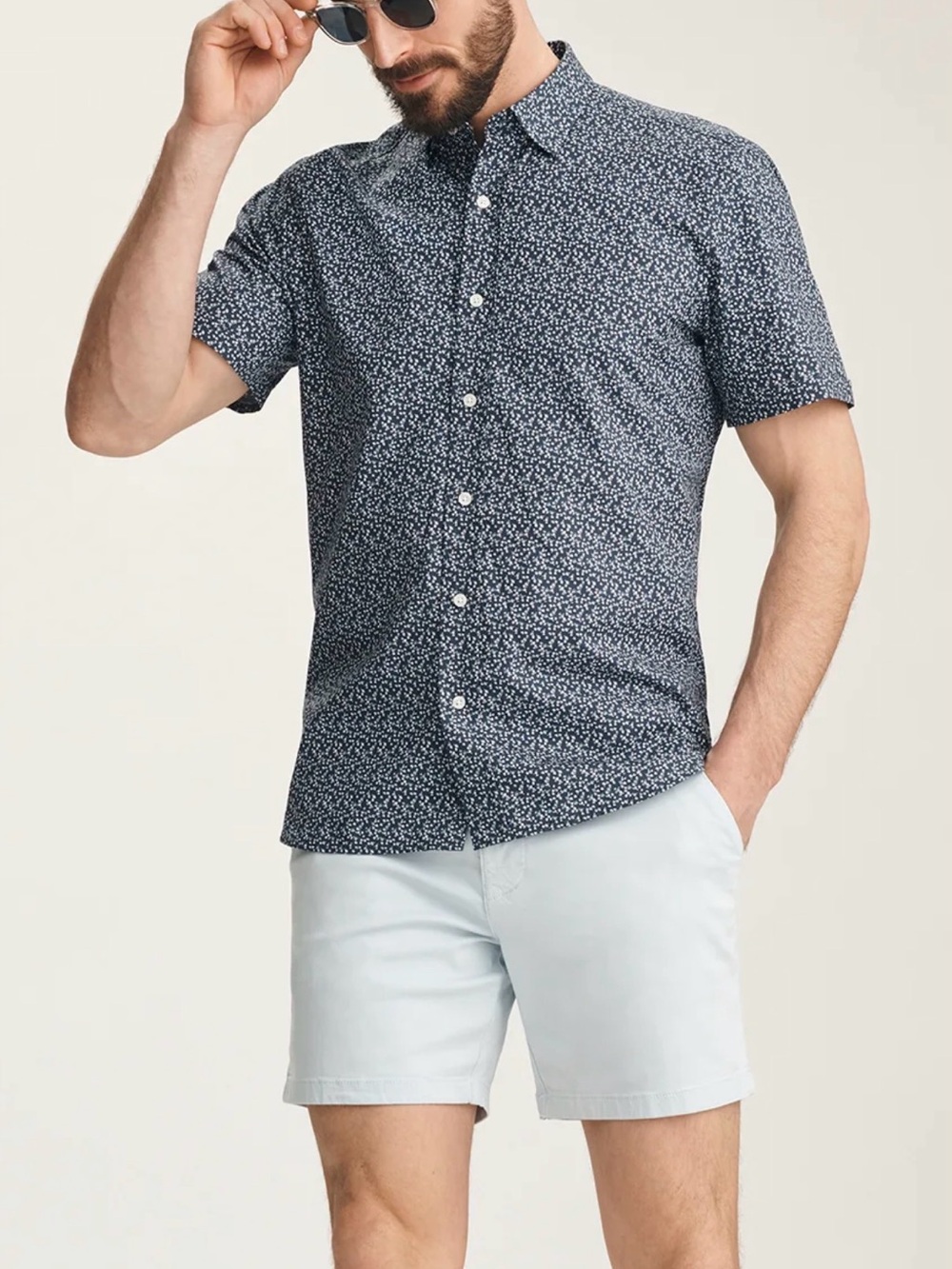34 Heritage — Pale Blue, Hampton, Flat Front, Chino Men’s Shorts